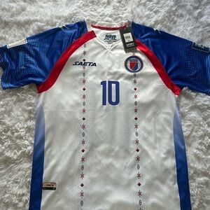 Haiti National Team #10 White, Blue & Red Soccer Jersey by